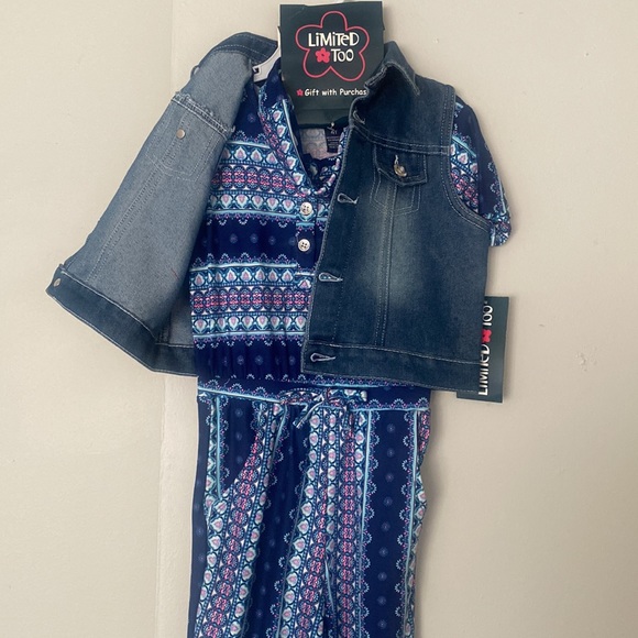 Limited Too One Piece w/ Jean Vest - Picture 2 of 3
